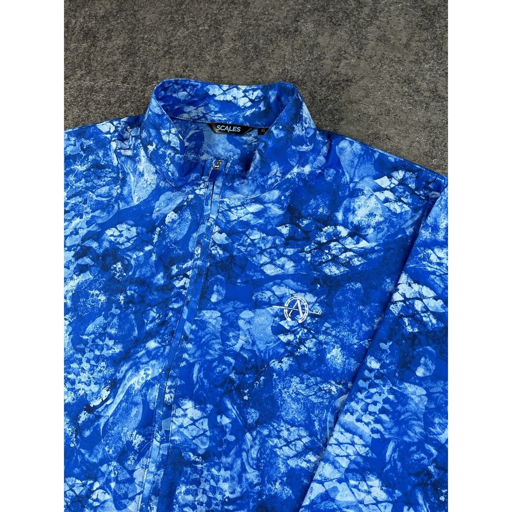 Adios Golf Club Full Zip Jacket Mens XL Scales Blue AOP Performance Stretch